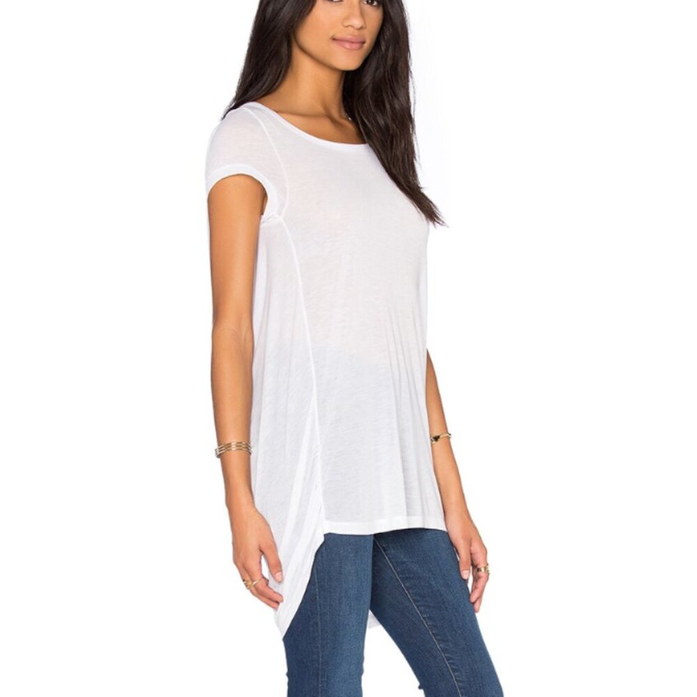 Bobi Tissue Jersey Scoop Back Short Sleeve Top NWT White Small